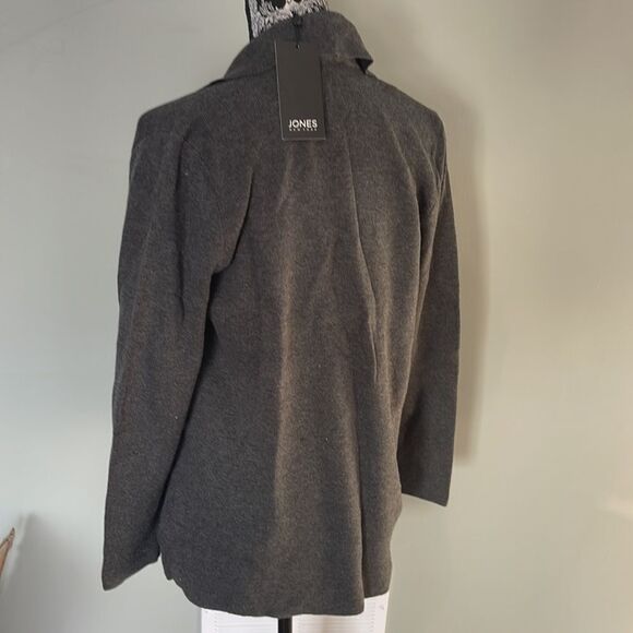 Jones New York Notch Collar Sweater Jacket-GREY-Small - Picture 3 of 4